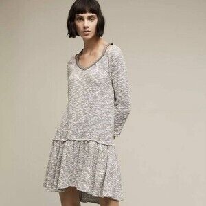 SATURDAY SUNDAY Anthropologie Marled Drop Waist Textured Anka Dress Size XS